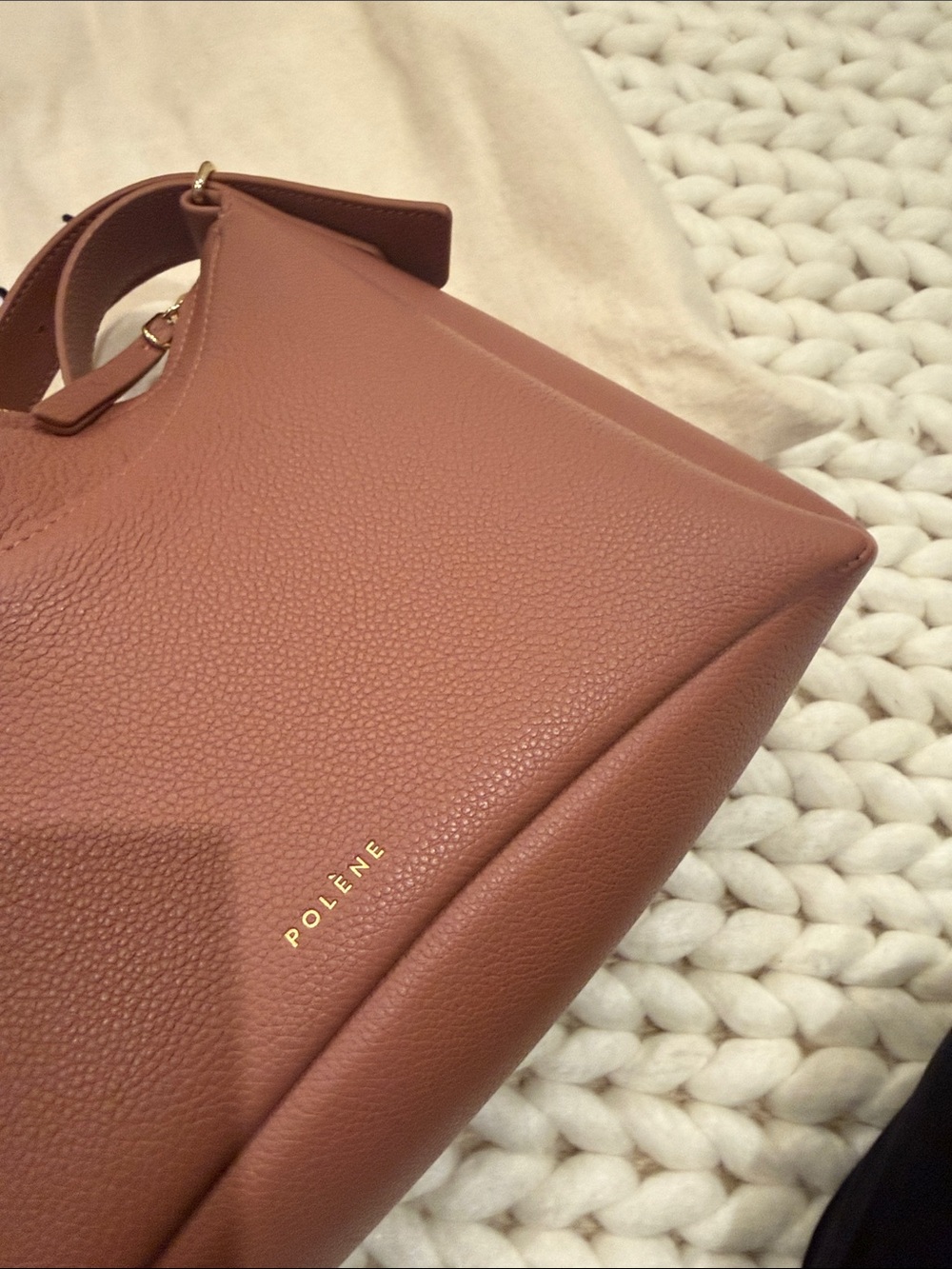 Polène Blush Pebbled Leather Shoulder Bag - Picture 6 of 6